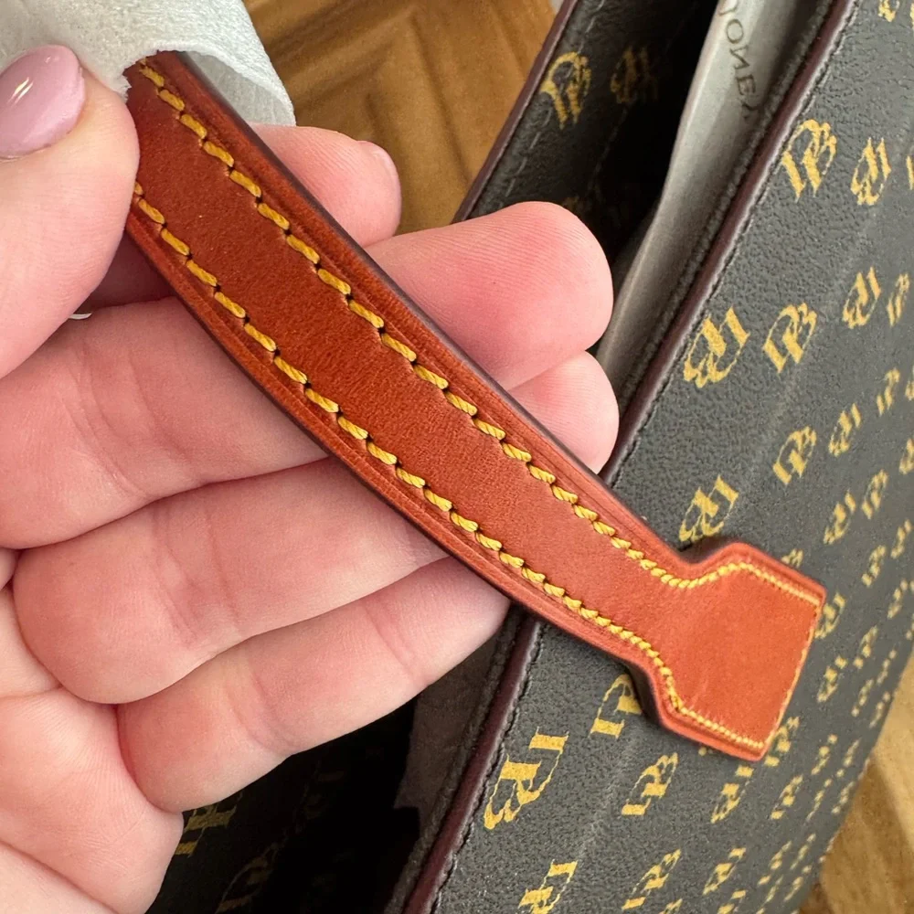 NEW Dooney & Bourke Ashton Top Zip Tote Bag - Brown Tomro monogram red lining - Picture 7 of 9